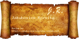 Jakubovics Rozvita névjegykártya